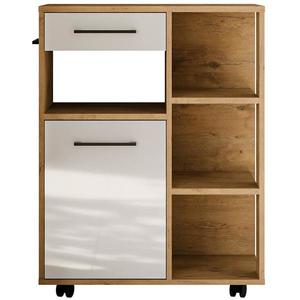 Vitrína Linda bílá/dub lancelot 80 (Vigo) 92, 6x70, 2x40 cm obraz