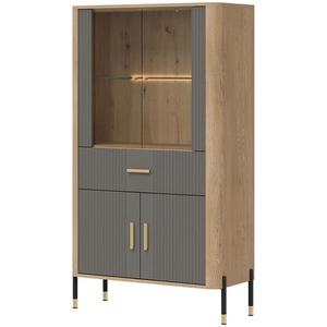 Vitrína Dante DT12 dub cremona/šedá obraz