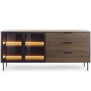 Komoda C 181 2D3S + LED dub dunin + černá obraz