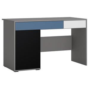 Psací stůl Laser LASB01B 1D2S šedá platina/černá perla/bílý alpský/modrá obraz