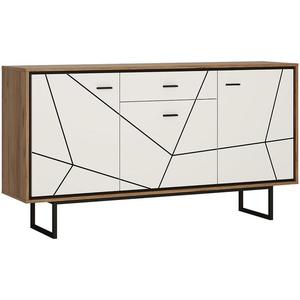 Komoda Brolo BROK04 3D1S dub catania/černá perla/mdf bílý HG obraz