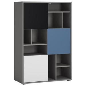 Regál Laser LASR02B 3D šedá platina/černá perla/bílý alpský/modrá obraz