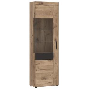 Vitrína Grano GRNV01L 1D dub viking/pvc dub viking/pvc šedý vesmír obraz