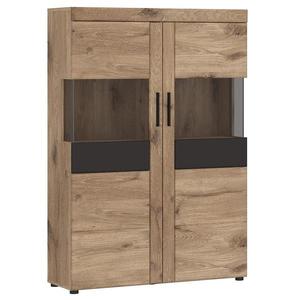 Vitrína Grano GRNV03 2D dub viking/pvc dub viking/pvc šedý vesmír obraz