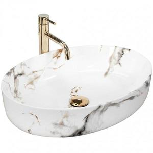 Umyvadlo na desku Queen Carrara Shiny 07RU+REA-U1232 obraz