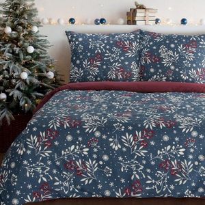 ArtFir Vánoční povlečení na jednolůžko KRISTY | tmavě modrá/červená 140 x 200 cm obraz