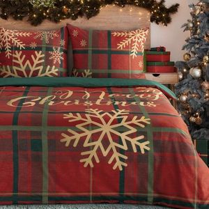 ArtFir Vánoční povlečení na jednolůžko ESTRELLA | červená/zelená 140 x 200 cm obraz