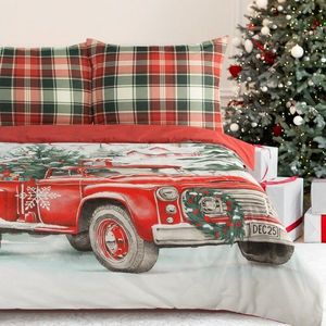 ArtFir Vánoční povlečení na jednolůžko XMAS | červená/bílá 140 x 200 cm obraz