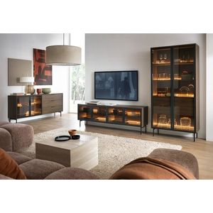 ArtLas Obývací stěna NAIRE s LED osvětlením | dub dunin obraz