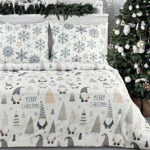 ArtFir Vánoční povlečení na dvojlůžko DWARF | bílá/šedá 220 x 200 cm obraz
