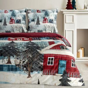 ArtFir Vánoční povlečení na jednolůžko NIKO | červená/modrá 140 x 200 cm obraz