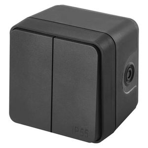 EMOS Šedý voděodolný přepínač dvojitý střídavý č. 6+6 IP55 D730423 obraz