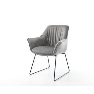 Jídelní židle Keila-Flex s područkami samet šedá tenká podnož obraz