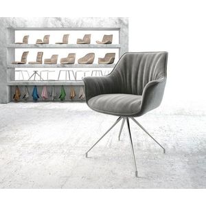 Jídelní židle Keila-Flex s područkami samet šedá křížová podnož obraz