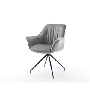 Jídelní židle Keila-Flex s područkami samet šedá křížová podnož obraz