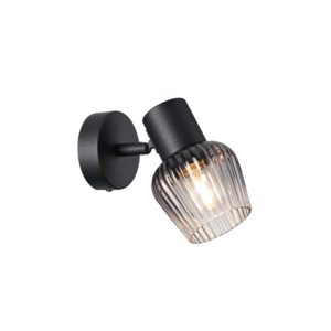 MITURA lampa kinkiet czarny 1x40W E27 klosz dymiony obraz