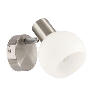 NOVO lampa kinkiet satyna nikiel 1x40W E14 klosz biały obraz