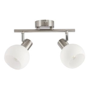 NOVO lampa sufitowa listwa satyna nikiel 2x40W E14 klosz biały obraz