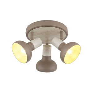 PUERTO lampa sufitowa plafon kaszmirowy+efekt drewna 3x40W E14 klosz brązowy obraz