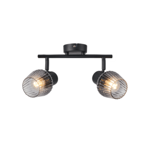 MITURA lampa sufitowa czarny 2x40W E27 klosz dymiony obraz