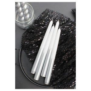 Candle Set (4 Pieces) Cizgili Sedefli 4 - Silver obraz