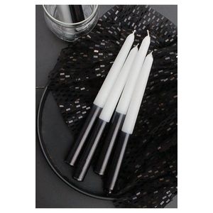 Candle Set (4 Pieces) Cizgili Sedefli 4 - Black obraz