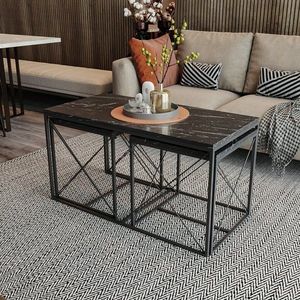 Sada konferenčních stolků Defne - Black Marble obraz
