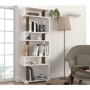 Knihovna Blok - White, Walnut obraz