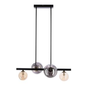 Závěsná lampa Kama 4x28W G9 černo-zlatá, grafitové a jantarové stínidlo, moderní styl, elegantní stropní svítidlo obraz