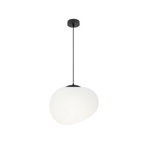 Závěsná lampa STONES 25 cm v japonském stylu - s bílým stínidlem inspirovaným kamenem - minimalistické stropní osvětlení do obývacího pokoje E27 obraz