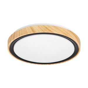 Stropní lampa Aflo dřevěná s černým 24W LED 3000/4000/6000K 38cm bílé stínidlo obraz