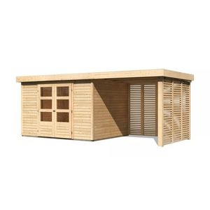 Dřevěný zahradní domek ASKOLA 5 s přístavkem Lanitplast obraz