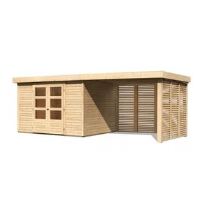 Dřevěný zahradní domek ASKOLA 5 s přístavkem Lanitplast obraz