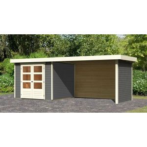 Dřevěný zahradní domek ASKOLA 3, 5 s přístavkem 280 Lanitplast obraz