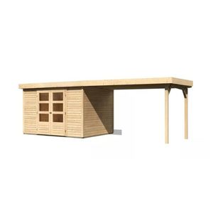 Dřevěný zahradní domek ASKOLA 5 s přístavkem 280 Lanitplast obraz