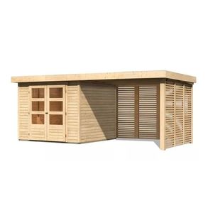 Dřevěný zahradní domek ASKOLA 3, 5 s přístavkem Lanitplast obraz
