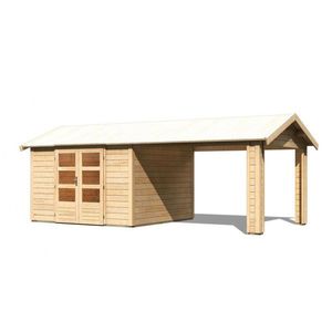 Dřevěný zahradní domek THERES 7 s přístavkem Lanitplast obraz