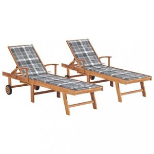 Zahradní lehátko 2ks masivní teak / látka Dekorhome obraz