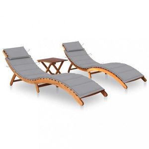 Zahradní lehátko 2ks s poduškou a stolkem akáciové dřevo Dekorhome obraz