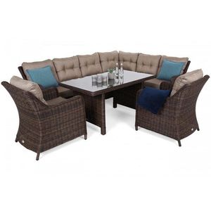 Zahradní rohová souprava s křesly pravá polyratan obraz