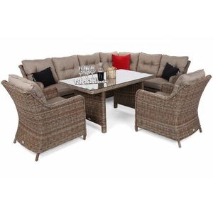 Zahradní rohová souprava s křesly pravá polyratan obraz