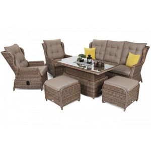 Zahradní sestava 5+1 polyratan / látka obraz