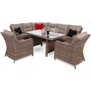 Zahradní rohová souprava s křesly levá polyratan obraz