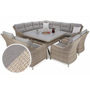 Zahradní sedací souprava 9 ks GH3465 umělý ratan / látka / sklo obraz