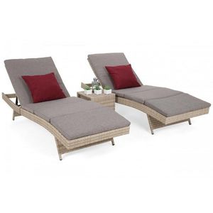 Zahradní lehátko 2 ks se stolkem a poduškami obraz