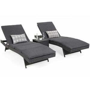 Zahradní lehátko 2 ks se stolkem a poduškami obraz
