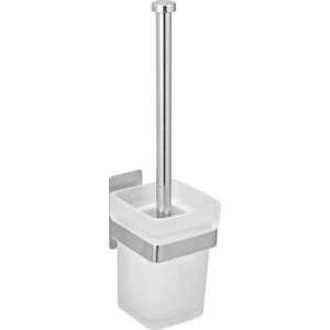 Samodržící skleněná WC štětka v leskle stříbrné barvě Genova – Wenko obraz