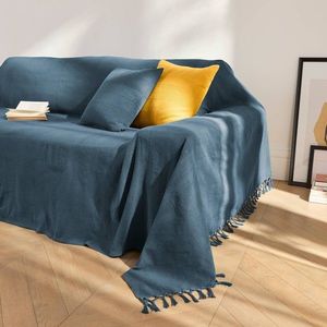 Kolekce ručně tkaných jednobarevných přehozů a povlaků na polštářky obraz