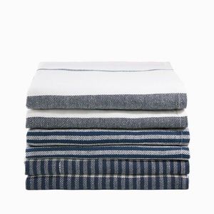 Sada pruhovaných utěrek z bavlny/ lnu obraz