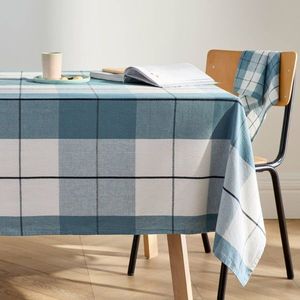 Kostkovaný ubrus, bavlna/ len s barvenými vlákny obraz